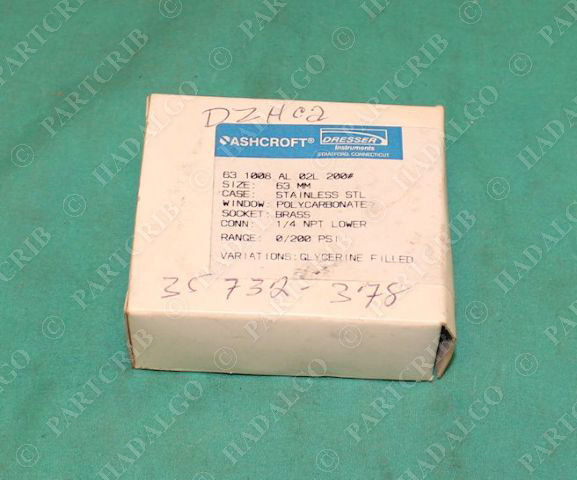 Ashcroft 63-1008-AL-02L-200 Pressure Gauge 0-200psi NEW