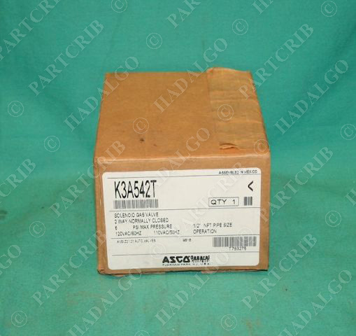 ASCO K3A542T Solenoid Gas Valve 6psi 1/2