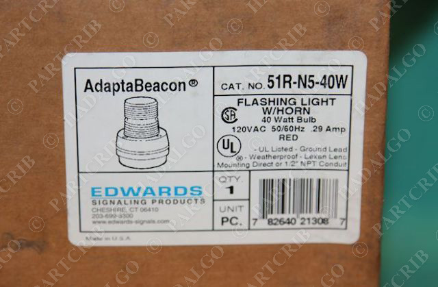 Edwards Adapta Beacon 51R-N5-40W Signal Light w/Horn Beacon 120VAC red Lamp NEW