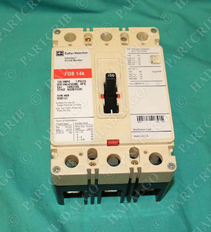 Cutler-Hammer FDB3150L Circuit Breaker FDB 14k 150A 3P 600VAC NEW