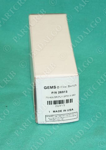 Gems, 26915, FS-925, General Purpose Flow Switch Sensor Brass .25gpm sensor rate liquid NEW