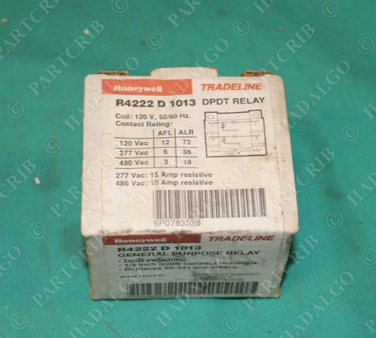 Honeywell, R4222 D 1013, DPDT Switching Relay Contactor 120V Coil R4222D1013 NEW
