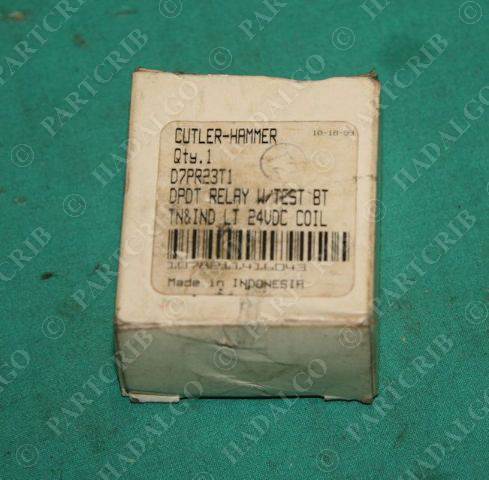 Cutler-Hammer, D7PR23T1, DPDT Relay 24VDC Coil NEW