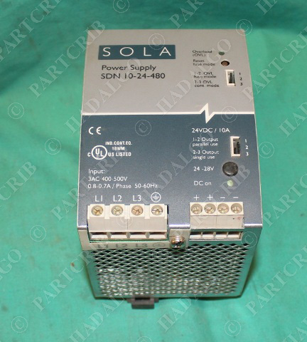 Sola SDN10-24-480 Power Supply 24vdc 10a 480v NEW